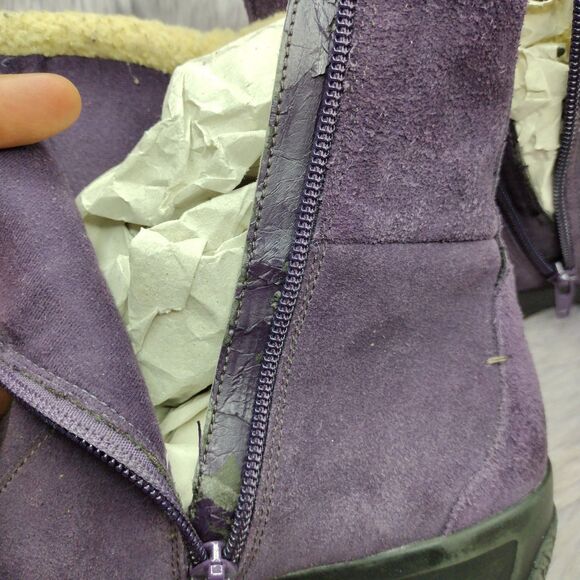 Clarks Bendables Suede Winter Ankle Boots Womens Size 9 Purple - Picture 7 of 9